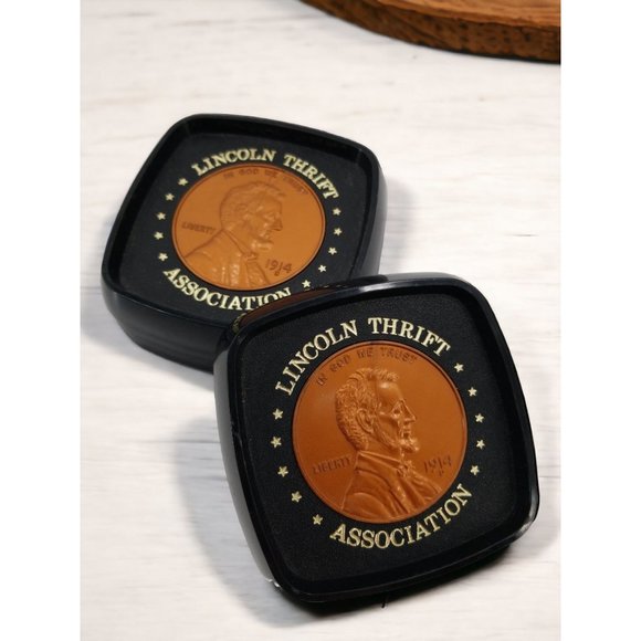 Vintage Banking Plastic Rare Coin Coasters Lincoln Thrift Association - Picture 6 of 8